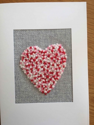 Hand embroidered cards ideal for Valentineâ€™s Day or any occasion left blank inside