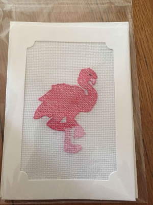 Cross stitch flamingo greetings card