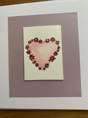 Handmade hand painted Valentineâ€™s card 

