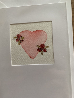 Handmade hand painted Valentineâ€™s card 