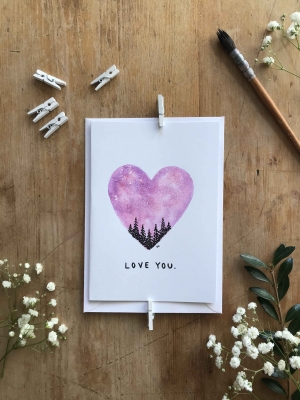 Christmas Card/Thinking-Of-You Card - Galaxy Heart 