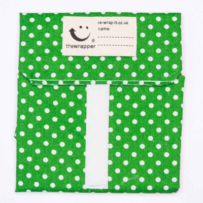 Green with White Dots  REUSABLE SANDWICH WRAPPER!