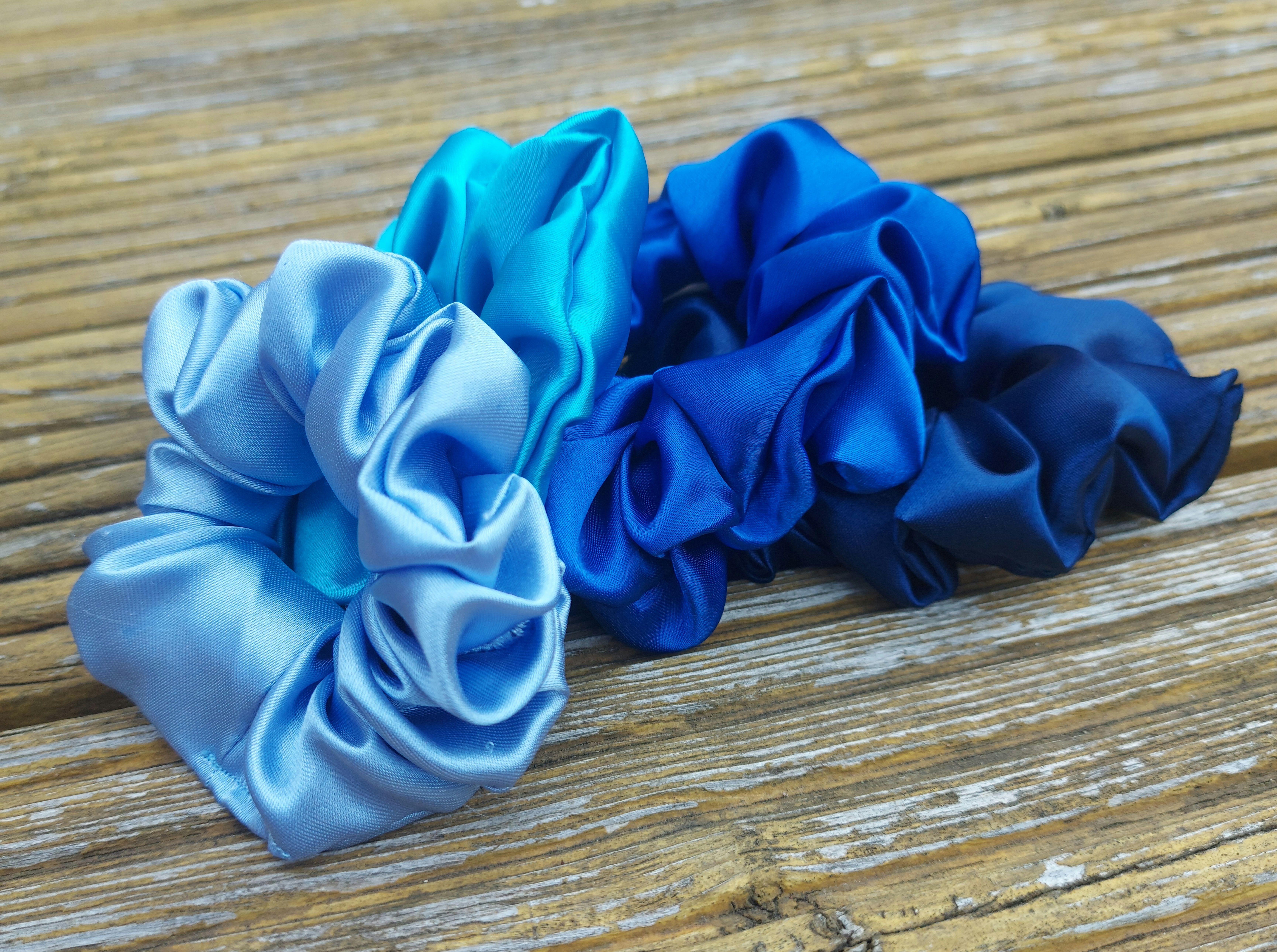 Satin Scrunchies in Turquoise 