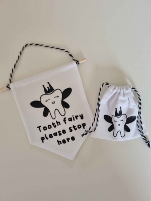 Handmade tooth fairy bag and sign 
