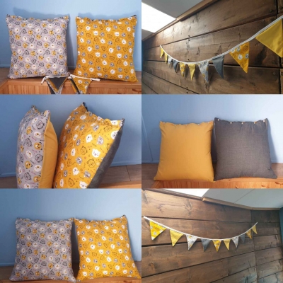 Teddy cushions and bunting set