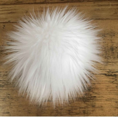 Ice White Luxury Faux Fur Pom Pom | Size Large | Handmade in UK | Tie or Sew on | Hand Washable